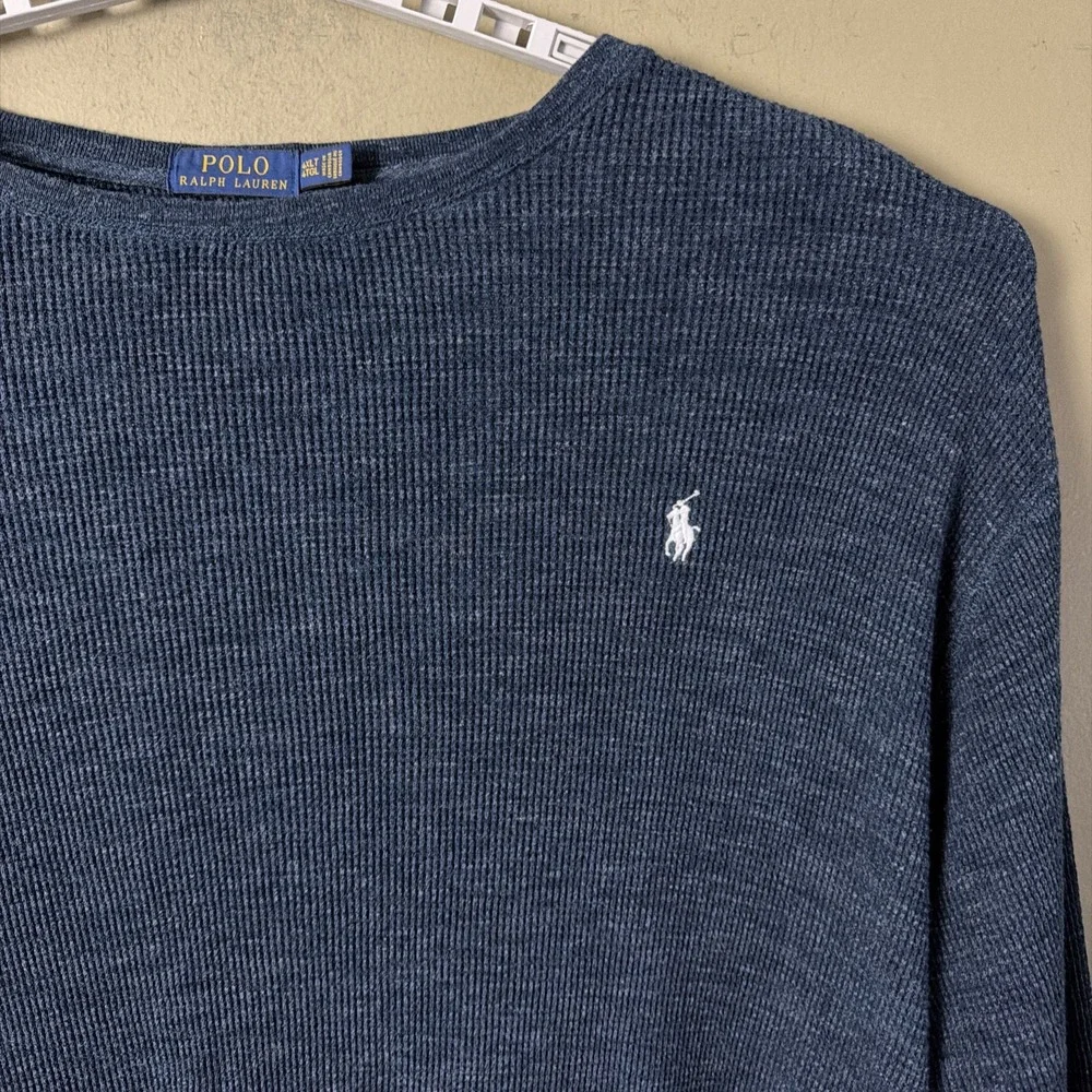 Polo Ralph Lauren Mens 4XLT HEATHERED NAVY Waffle Knit Thermal Long Sleeve Shirt
